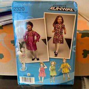 Simplicity Project Runway Sewing Pattern 2320 / Size AA 1/2, 1, 2 and 3
